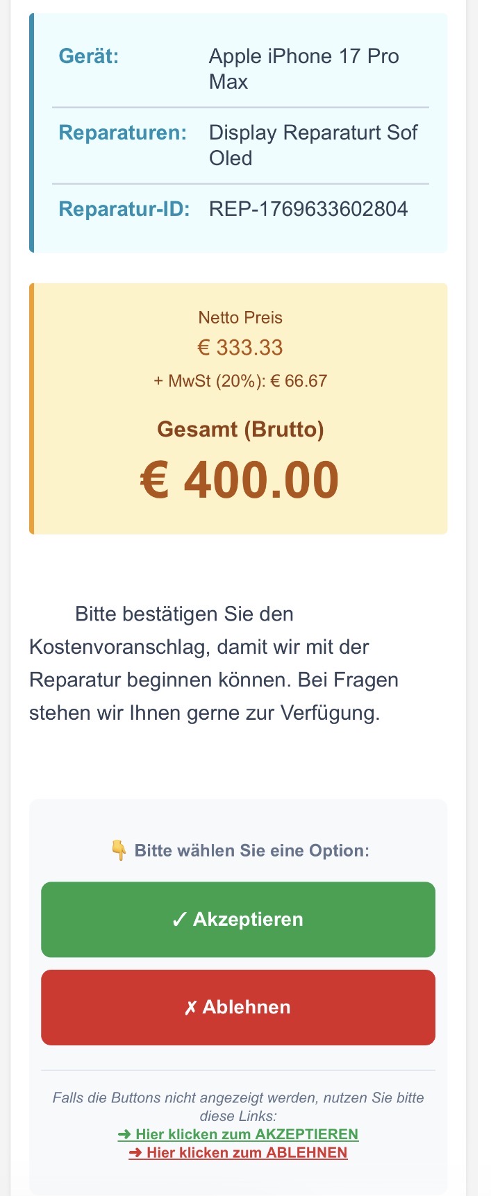 Kunde antwortet direkt per E-Mail